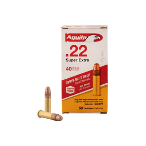 Aguila Ammunition .22 Long Rifle, 40 gr, Super Extra High Velocity, Plated Lead, Round Nose [50]